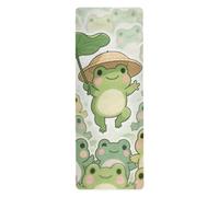 Cartoon Cute Frog Green non toxic yoga mat for men printed, non slip, yoga matt towel with carrying bag tapete para ejercicio 71x26 inches