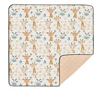 Cartoon Cute Giraffe Beige Large Non-Slip Baby Playmat for Indoor Outdoor Cozy Breathable Infant Play Mat for Baby Kids Toddlers Infants, 50'' x 50''