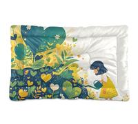 Cartoon Cute Girl Washable Dog Bed Mat Soft Anti-Slip Dog Crate Mat for Large Jumbo Medium Small Dogs 36" x 24"