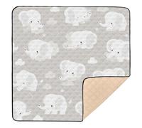 Cartoon Cute Gray Elephant Large Sturdy Baby Activity Play Mat for Indoor Outdoor Non-Toxic Baby Crawling Mat for Babies Infants Toddlers, 50'' x 50''