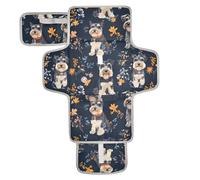 Cartoon Cute Gray Schnauzer Dog Flowers Reusable Changing pad for Baby with Tissue Pocket Changing pad for Changing Table for Girl & Boy cambiador de pa?ales para Bebes