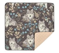 Cartoon Cute Gray Wolf Soft Thick Baby Play Mat for Indoor Outdoor Non-Toxic Tummy Time & Crawling Mat for Babies Infants Toddlers, 50'' x 50''