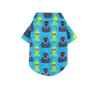 Cartoon Cute Green Alien Print Summer Dog Shirt Vest Button Up Lightweight and Breathable Short Sleeve Pet T-Shirt Puppy Sweatshirt Perfect for Everyday Wear, and Photoshoots 5XL