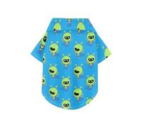 Cartoon Cute Green Alien Print Summer Dog Shirts Collared Polo T-Shirts Button Up Soft, Lightweight, and Breathable Pet Shirts Puppy Clothes Perfect for Everyday Wear, and Photoshoots 2XL