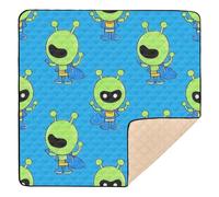 Cartoon Cute Green Aliens Cute Foldable Baby Playmat for Indoor Outdoor Cozy Breathable Infant Play Mat for Babies Infants Toddlers, 50'' x 50''