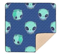 Cartoon Cute Green Aliens Large Stylish Baby Activity Play Mat for Indoor Outdoor Lightweight Tummy Time & Crawling Mat for Baby Toddler Infant, 50'' x 50''