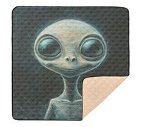 Cartoon Cute Green Aliens Soft Padded Baby Gym & Activity Mat for Indoor Outdoor Comfortable Baby Crawling Mat for Babies Infants Toddlers, 50'' x 50''