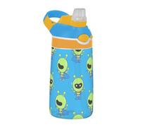 Cartoon Cute Green Aliens Water Bottle Kids with Lid Handle Portable Tritan Water Bottle for School/Sports/Daycare/Camp termo de agua Fria