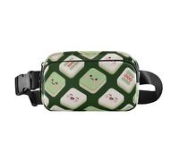 Cartoon Cute Green Chinese Mahjong Stylish Fanny Pack Waist Bag for Women Men Teenagers Waterproof Sling Chest Bag with Adjustable Strap for Travel Vacation Running