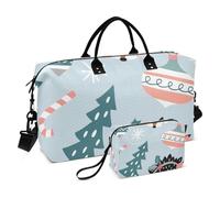 Cartoon Cute Green Fox Rabbit Hedgehog Duffel Bags Carry On Shoulder Weekend Tote Tote Bag with Toiletry Bag for Airplane Traveling Multifunctional, Cartoon cute green fox rabbit hedgehog, One Size