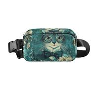 Cartoon Cute Green Rose Cat Fashionable Cross Body Bag Belt Pack for businesswoman Mini with Adjustable Strap for Travel Shopping Running bolsa para celular para, Cartoon cute green rose cat, Modern