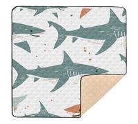 Cartoon Cute Green Shark Cute Foldable Baby Play mat Activity Gym for Indoor Outdoor Comfortable Foldable Playroom Activity Mat for Baby Toddler Infant, 50'' x 50''alfombras para jugar
