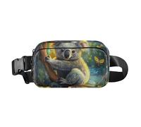 Cartoon Cute Grey Koala Flowers Butterfly Fashionable Fanny Pack Waist Bag for Women Men Teenagers Water Resistant Crossbody Passport Bag with Adjustable Strap for Travel Running Hiking, Cartoon cute