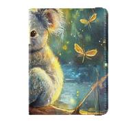 Cartoon Cute Grey Koala Flowers Butterfly Leather decorative Passport Holder Cover Travel Documents Organizer Protector Passport Case Travel Documents Wallet Waterproof, Cartoon cute grey koala
