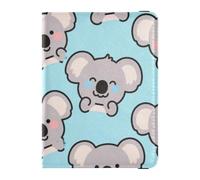 Cartoon Cute Grey Koala Leather Passport and Vaccine Card Holder Combo Travel Passport Wallet Passport Holder Combo with Vaccine Card Slot Waterproof