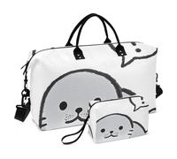 Cartoon Cute Grey Seal Decorative Duffel Bag Gym Bag with Toiletry Bag for Yoga Waterproof bolsas Grandes para Mujer