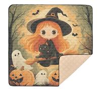 Cartoon Cute Halloween Witch Large Sturdy Baby Gym & Activity Mat for Indoor Outdoor Waterproof Infant Play Mat for Baby Toddler Infant, 50'' x 50''