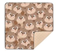 Cartoon Cute Hamster Brown Cute Foldable Baby Play Mat for Indoor Outdoor Washable Baby Kick Crawling Mat for Babies Infants Toddlers, 50'' x 50''