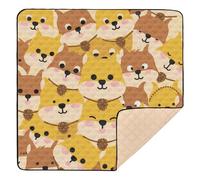 Cartoon Cute Hamster Brown Soft Padded Baby Kick Crawling Mat for Floor Non-Toxic Foldable Travel Play Mat for Babies Infants Toddlers, 50'' x 50''