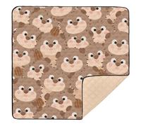 Cartoon Cute Hamster Brown Soft Thick Baby Kick Crawling Mat for Floor Waterproof Foldable Padded Baby Mat for Babies Infants Toddlers, 50'' x 50''
