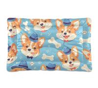 Cartoon Cute Hat animal Dog Bone Motifs Washable Pet Sleeping Mat Non-Slip Soft Comfortable Dog Cat Bed for Medium/Large Dogs 36" x 24"