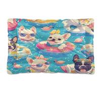 Cartoon Cute Holiday Law Fighting Dogs Washable Dog Sleeping Mattress Soft Comfortable Anti-Slip Bottom Dog Crate Mat for Large Jumbo Medium Small Dogs 36" x 24"