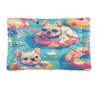 Cartoon Cute Holiday Law Fighting Dogs Washable Pet Bed Mat Soft Comfortable Anti-Slip Bottom Dog Cat Bed for Medium/Large Dogs 36" x 24"