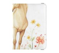 Cartoon Cute Horse FLOWER and white Butterfly Leather decorative passport holder for travel women Vaccine Card Holder Cover Combo Cute Passport Book Ultra Slim, cartoon cute Horse FLOWER and white