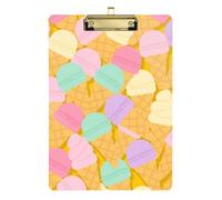 Cartoon Cute Ice Cream Acrylic Automotive Clip Board Standard Letter A4 Size Acrylic Cute for Nursing Student Trade Quest Gold 12x9in Tabla para escribir