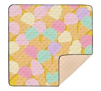 Cartoon Cute Ice Cream Cute Foldable Baby Playmat for Indoor Outdoor Waterproof Activity Entertainment Mat for Babies Infants Toddlers, 50'' x 50''