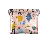 Cartoon Cute Illustration Creative PU Leather Small Coin Fancy Mini Coin Purse Pouches for Lady, cartoon cute illustration creative, One Size, Print Art