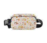 Cartoon Cute Kittens Fanny Pack Belt Bag Crossbody Bags for Women Adjustable Strap Everywhere Waist Pouch for Workout Running Beige