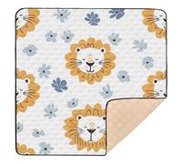 Cartoon Cute Lion Face Prints Baby Play Mat for Floor, 50x50 inch Playpen Mat,Thicken Soft Non-Slip Tummy Time Mat for Toddlers and Infants