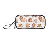 Cartoon Cute Lion White Nylon Pencil Bags for Kids Large Capacity Mesh Pen Pencil Case Stationery for Middle School Nurse
