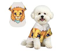 Cartoon cute little lion Breathable Hawaiian Dog Shirt Summer Button Up Top for Small Medium Dogs XL