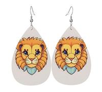 Cartoon cute little lion Elegant Dangling Teardrop Earrings for Women, Lightweight Leather Earrings, Versatile Everyday Design