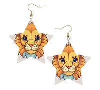 Cartoon cute little lion Patterned star earrings for women jewelry fashion and Valentine's Day birthday party gifts