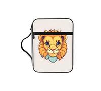 Cartoon Cute Little Lion Water-Resistant Bible Tote Bag with Pocket, Large Journal Cover Case for Church Travel