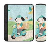 Cartoon Cute Mailman Puppy Green 2 Pack Strap pad, Stop seat Belt Cutting into Neck, seat Belt Protector for Truck