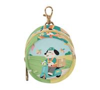 Cartoon Cute Mailman Puppy Green Newborned Boy Pacifier Holder with Zipper and Clip Key Chain Wallet, Baby Essentials