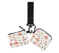 Cartoon Cute Merry Christmas Beige Bird Women's Wallets Card Cases Small Detachable Zipper Coin Purse Wallet with Wristlet Strap for Lady 2 Packs, Cartoon cute merry Christmas beige bird, One Size