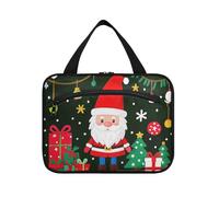 Cartoon Cute Merry Christmas Santa Claus hanging toiletry bags for traveling women with hook, designer expandable shaving kit bags for men for travel must haves hotel bolsa de maquillaje para, Cartoon