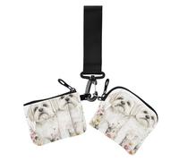 Cartoon Cute Mighty Maltese Dogs Women's Card Cases Change Holder Small Portable Coin Purse Change Holder with Keychain for Lady 2 Packs, cartoon cute Mighty Maltese dogs, One Size, Casual