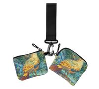 Cartoon Cute Mighty Quail Colorful Women's Dual Wallets Business Card Cases Slim Detachable Zipper Purse Wallet with Zipper Coin Pocket for Lady 2 Pcs, cartoon cute Mighty Quail colorful, 1 size,