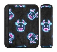 Cartoon Cute Neon Fluorescent Cow 2 Pack Car seat Strap Covers, Release Stress to Your Neck and Shoulders, car Seatbelt Covers for Van SUV Most Cars 10x7.7 in funda para cinturón