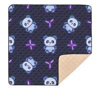 Cartoon Cute Neon Fluorescent Panda Large Sturdy Baby Gym & Activity Mat for Indoor Outdoor 1-Piecing Tummy Time & Crawling Mat for Baby Toddler Infant, 50'' x 50''