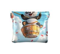 Cartoon Cute New Year Panda Women's Leather Coin Purse Convenient Card Key Organizers for Woman, Cartoon cute New Year panda, One Size, Print Art
