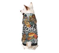 Cartoon Cute New York American Theme Art Print Dog Hoodie For Small Dogs, Warm, Soft, And Breathable Sweatshirt, Easy To Wear Jumper, Pet Winter Weather Coat Pullover