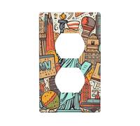 Cartoon Cute New York American Theme Art Wall Plates Covers 1 Gang Duplex Light Switch Cover Plate Electrical Wall Plates Receptacle Covers Decorative Outlet Covers For Home Decor