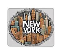 (Cartoon Cute New York Theme Art) Printed Mousepad 7 x 8.6 in, Waterproof Non-Slip Mouse-Pad Rubber Base for Laptop Desktop Mat for Home Office Desk Decor